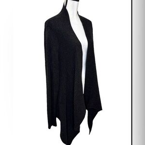 Eileen Fisher Plus Size Woman 2X Charcoal Open Front Cardigan Sweater Ribbed